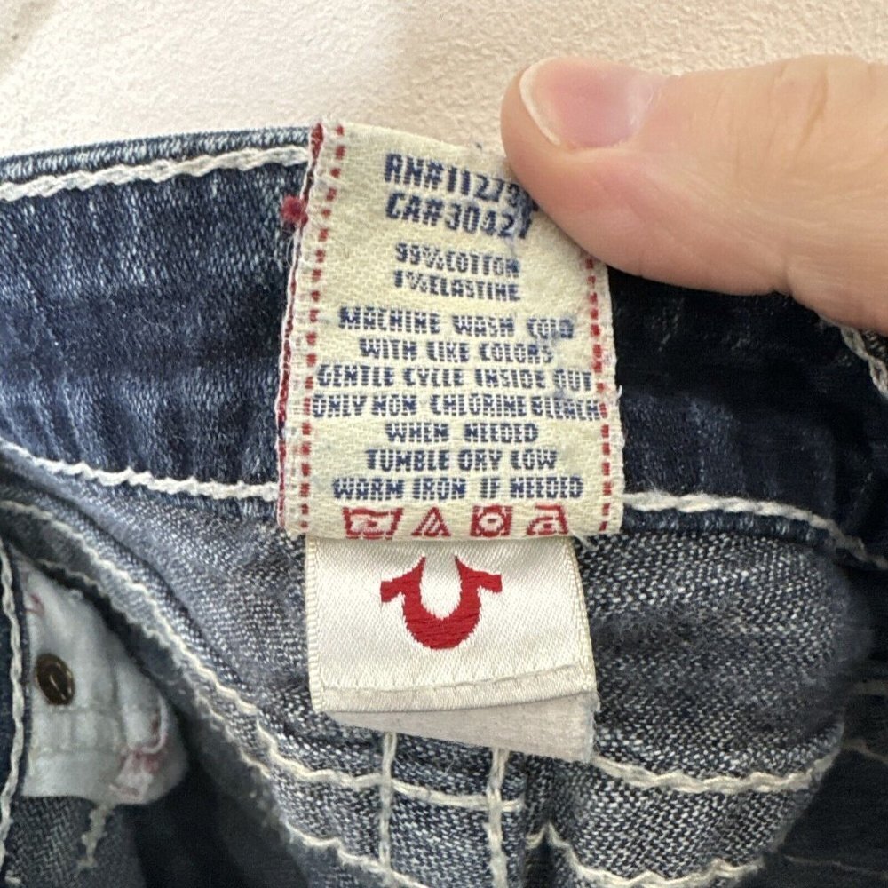 True Religion Julie Big T Woman 27X34 Skinny Stretch Blue Jeans Flap Pocket EUC - Picture 7 of 8